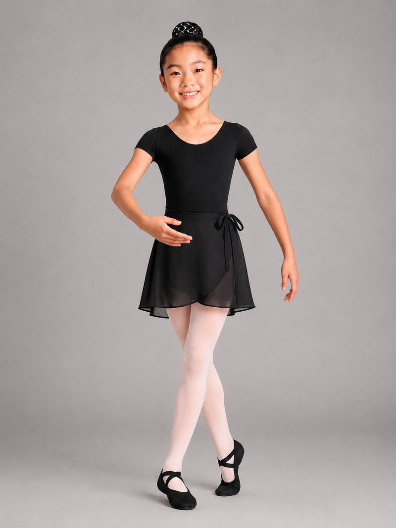 Kit de Balé Infantil Preto 5 Itens com Collant Manga | Teleco Sports