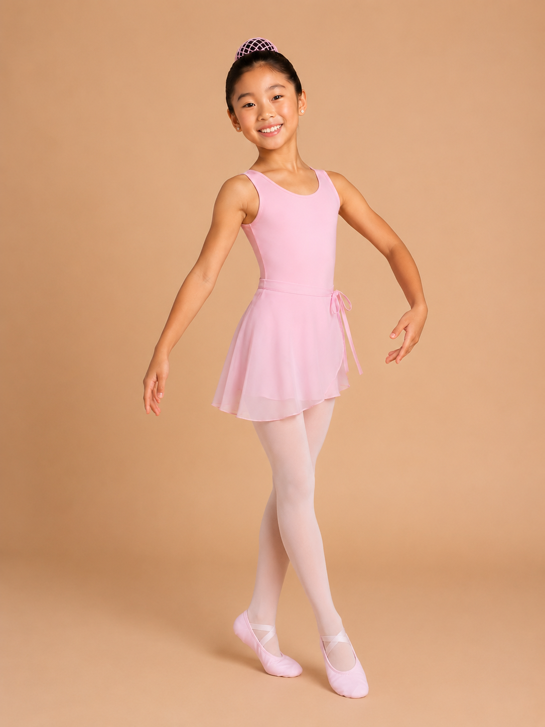 Kit de Balé Infantil Rosa 5 Itens com Collant Regata | Teleco Sports