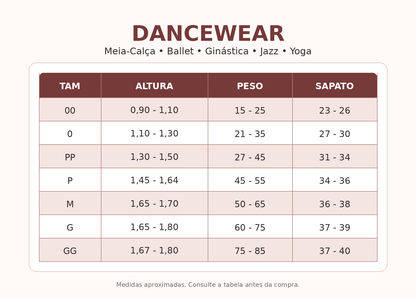 Meia-Calça Infantil Fio 40 para Balé Daniela | Teleco Sports